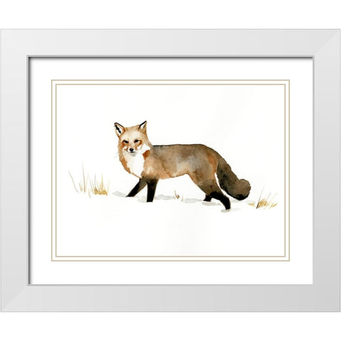 Winter Fox II White Modern Wood Framed Art Print with Double Matting by Barnes, Victoria