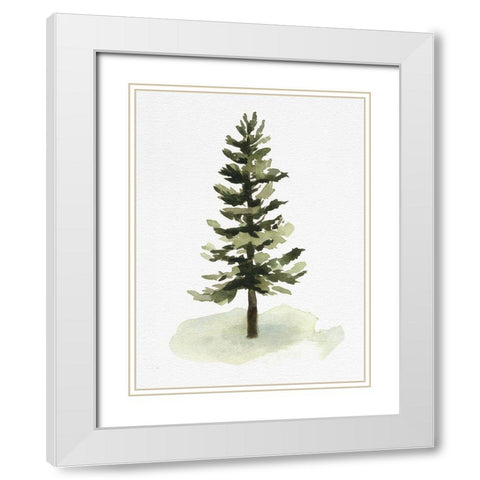 Watercolor Pine II White Modern Wood Framed Art Print with Double Matting by Caroline, Emma