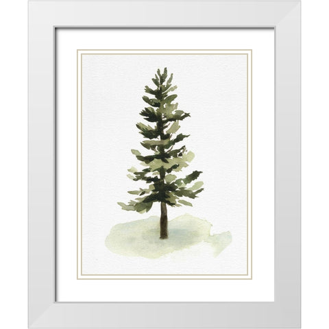 Watercolor Pine II White Modern Wood Framed Art Print with Double Matting by Caroline, Emma
