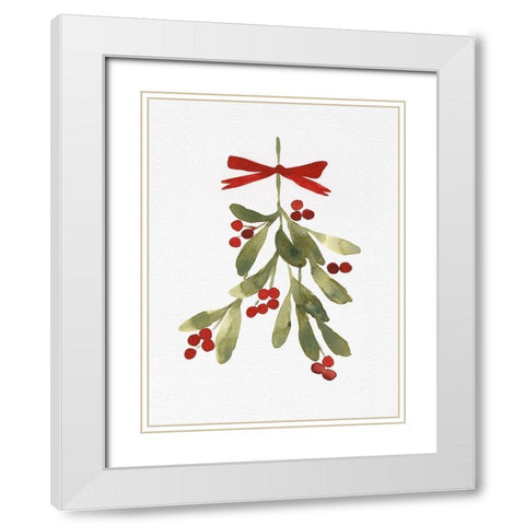 Mistletoe Bow I White Modern Wood Framed Art Print with Double Matting by Caroline, Emma