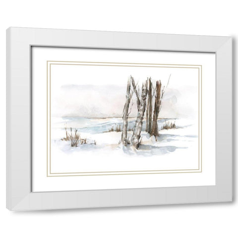 First Snowfall I White Modern Wood Framed Art Print with Double Matting by Harper, Ethan