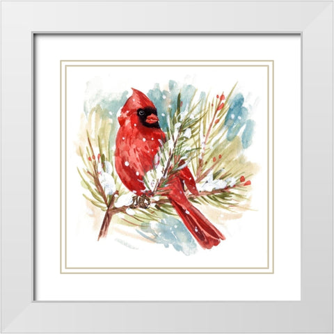 The Cardinal I White Modern Wood Framed Art Print with Double Matting by Wang, Melissa