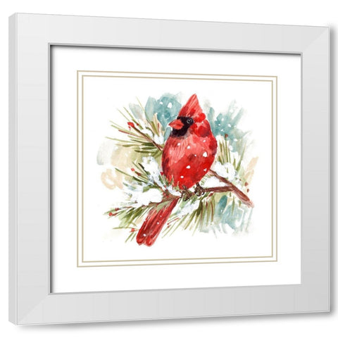 The Cardinal II White Modern Wood Framed Art Print with Double Matting by Wang, Melissa