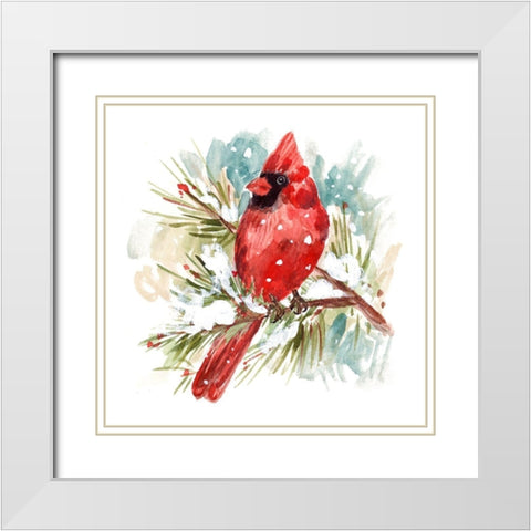 The Cardinal II White Modern Wood Framed Art Print with Double Matting by Wang, Melissa