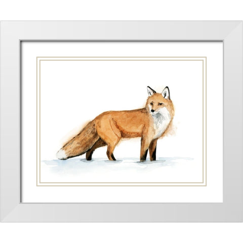 Snow Fox I White Modern Wood Framed Art Print with Double Matting by Popp, Grace