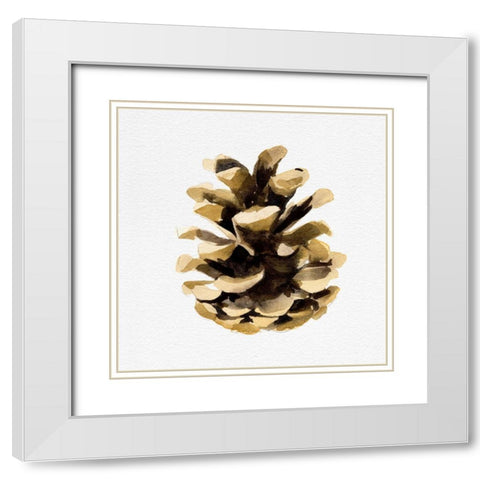Conifer Cone II White Modern Wood Framed Art Print with Double Matting by Caroline, Emma