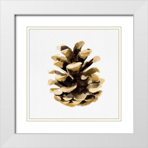 Conifer Cone II White Modern Wood Framed Art Print with Double Matting by Caroline, Emma
