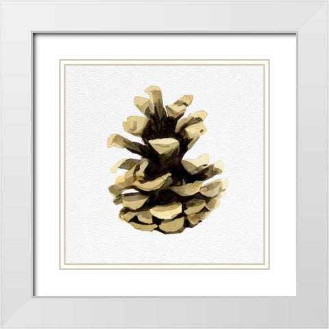 Conifer Cone III White Modern Wood Framed Art Print with Double Matting by Caroline, Emma