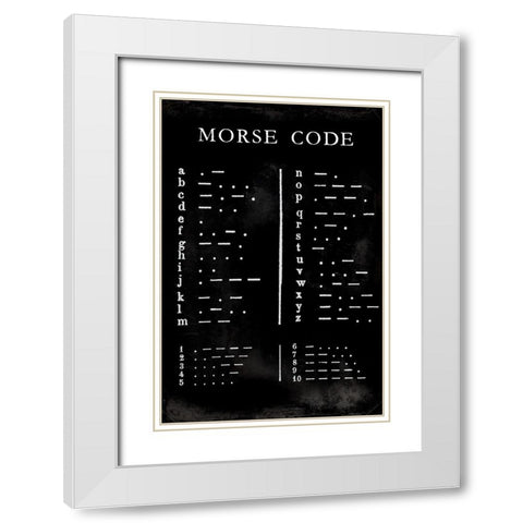 Morse Code Chart White Modern Wood Framed Art Print with Double Matting by Vision Studio