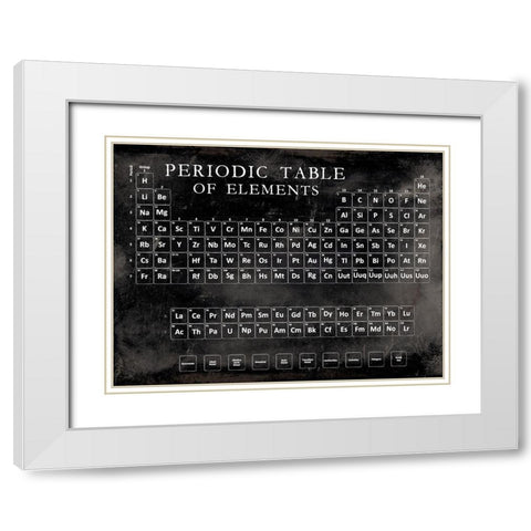 Periodic Table White Modern Wood Framed Art Print with Double Matting by Vision Studio