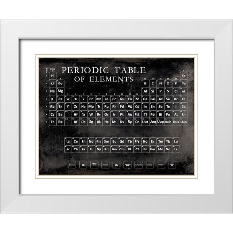 Periodic Table White Modern Wood Framed Art Print with Double Matting by Vision Studio