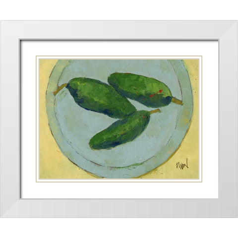 Peppers on a Plate IV White Modern Wood Framed Art Print with Double Matting by Dixon, Samuel
