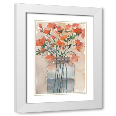 Flowers in a Jar II White Modern Wood Framed Art Print with Double Matting by Dixon, Samuel
