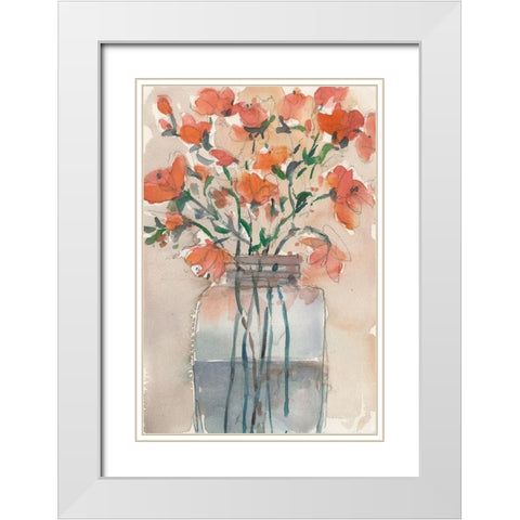 Flowers in a Jar II White Modern Wood Framed Art Print with Double Matting by Dixon, Samuel