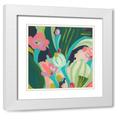 Tropical Celebration I White Modern Wood Framed Art Print with Double Matting by Vess, June Erica