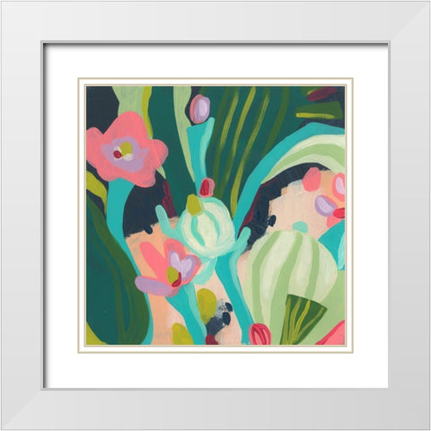 Tropical Celebration I White Modern Wood Framed Art Print with Double Matting by Vess, June Erica