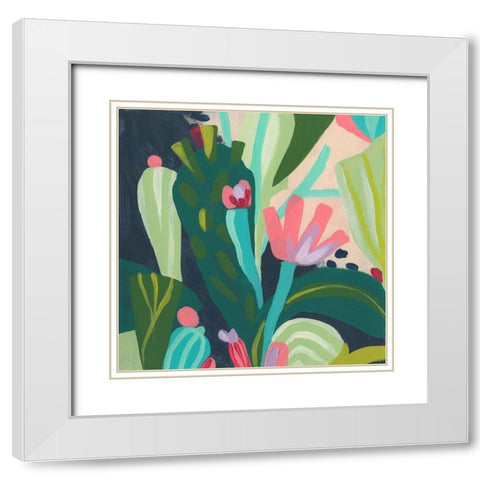 Tropical Celebration II White Modern Wood Framed Art Print with Double Matting by Vess, June Erica