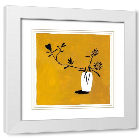 Like Flowers II White Modern Wood Framed Art Print with Double Matting by Wang, Melissa