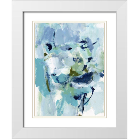 Azure Abstract II White Modern Wood Framed Art Print with Double Matting by Long, Christina