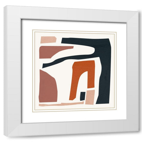 Mid Century Shapes II White Modern Wood Framed Art Print with Double Matting by Wang, Melissa