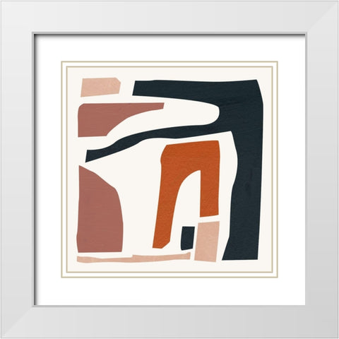Mid Century Shapes II White Modern Wood Framed Art Print with Double Matting by Wang, Melissa