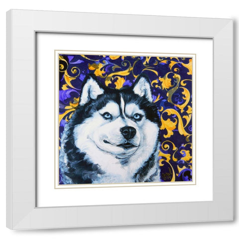 Playful Pup IV White Modern Wood Framed Art Print with Double Matting by Dillon, Carol