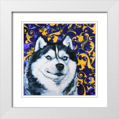 Playful Pup IV White Modern Wood Framed Art Print with Double Matting by Dillon, Carol