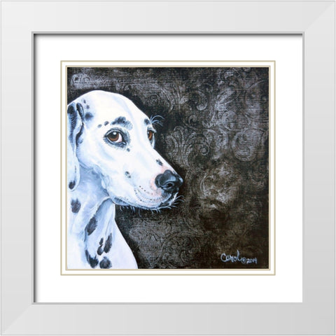 Playful Pup VI White Modern Wood Framed Art Print with Double Matting by Dillon, Carol
