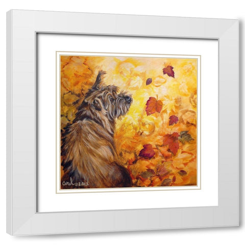 Playful Pup VIII White Modern Wood Framed Art Print with Double Matting by Dillon, Carol