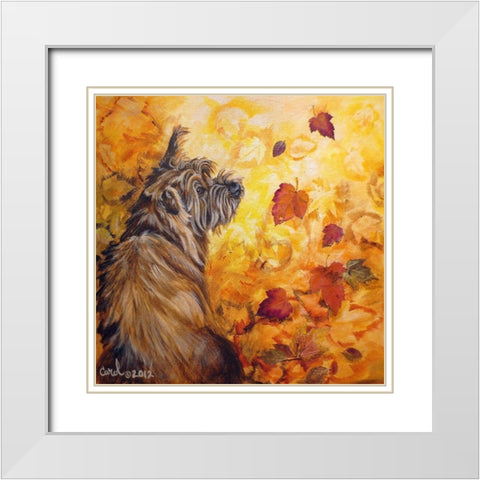Playful Pup VIII White Modern Wood Framed Art Print with Double Matting by Dillon, Carol