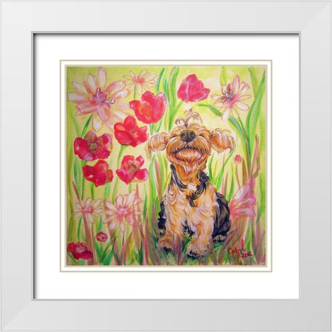 Playful Pup X White Modern Wood Framed Art Print with Double Matting by Dillon, Carol