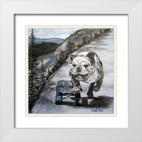 Playful Pup XI White Modern Wood Framed Art Print with Double Matting by Dillon, Carol