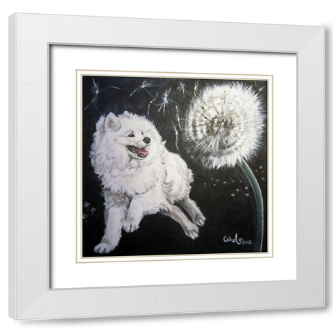 Playful Pup XII White Modern Wood Framed Art Print with Double Matting by Dillon, Carol