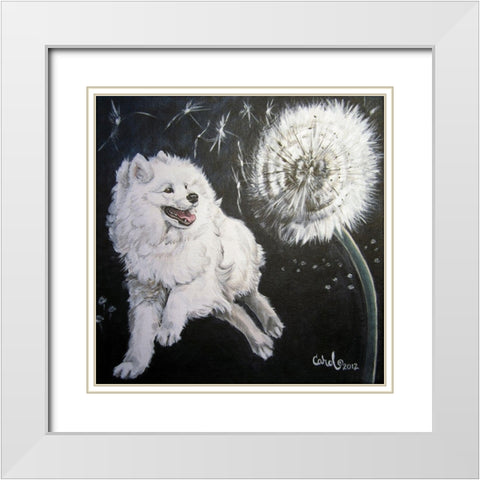 Playful Pup XII White Modern Wood Framed Art Print with Double Matting by Dillon, Carol