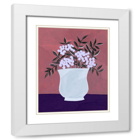 Tree Berries I White Modern Wood Framed Art Print with Double Matting by Wang, Melissa