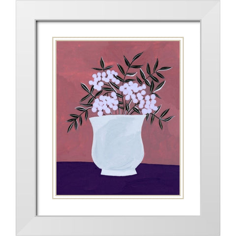 Tree Berries I White Modern Wood Framed Art Print with Double Matting by Wang, Melissa