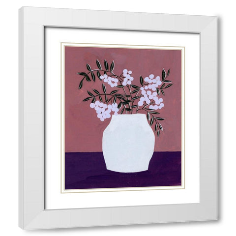 Tree Berries II White Modern Wood Framed Art Print with Double Matting by Wang, Melissa