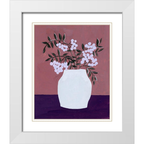 Tree Berries II White Modern Wood Framed Art Print with Double Matting by Wang, Melissa