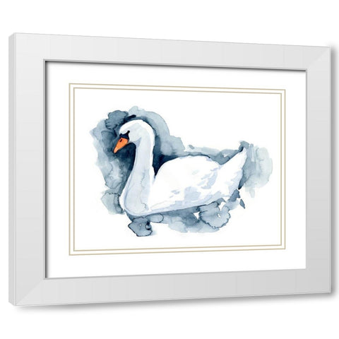 Silverlake Swan II White Modern Wood Framed Art Print with Double Matting by Green, Jacob