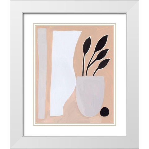 Pale Abstraction II White Modern Wood Framed Art Print with Double Matting by Wang, Melissa