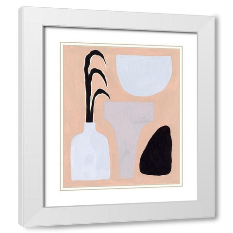 Pale Abstraction III White Modern Wood Framed Art Print with Double Matting by Wang, Melissa