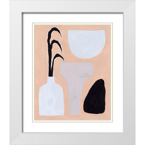 Pale Abstraction III White Modern Wood Framed Art Print with Double Matting by Wang, Melissa