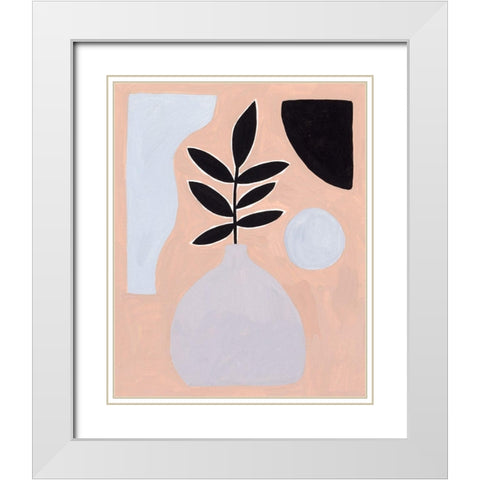 Pale Abstraction IV White Modern Wood Framed Art Print with Double Matting by Wang, Melissa