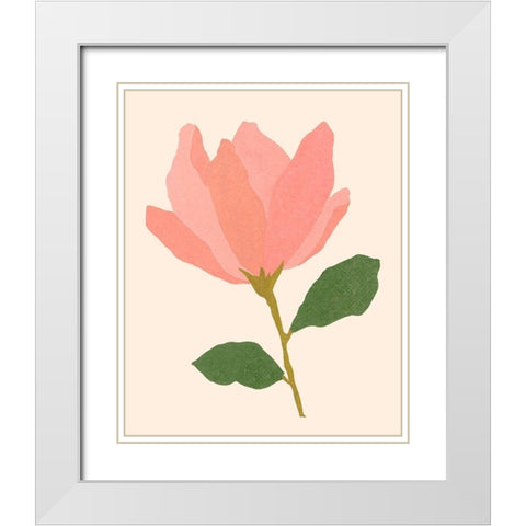 Magnolien I White Modern Wood Framed Art Print with Double Matting by Wang, Melissa