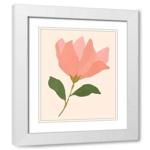 Magnolien II White Modern Wood Framed Art Print with Double Matting by Wang, Melissa