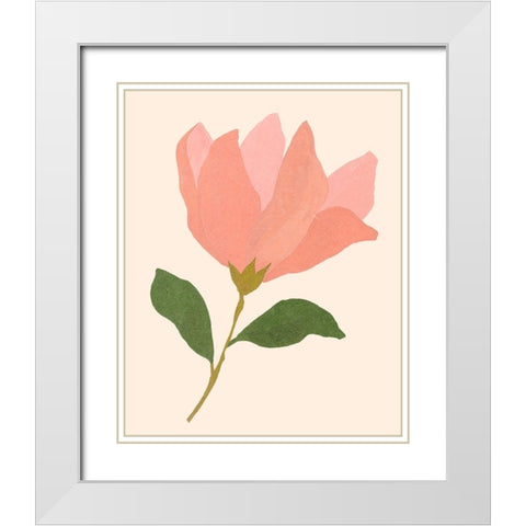 Magnolien II White Modern Wood Framed Art Print with Double Matting by Wang, Melissa