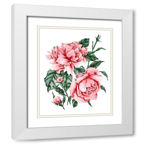 Roses are Red II White Modern Wood Framed Art Print with Double Matting by Wang, Melissa