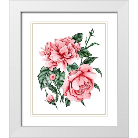 Roses are Red II White Modern Wood Framed Art Print with Double Matting by Wang, Melissa