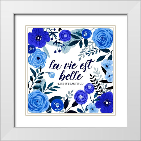 Blue Beautiful I White Modern Wood Framed Art Print with Double Matting by Popp, Grace