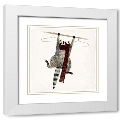 Rascally Raccoon I White Modern Wood Framed Art Print with Double Matting by Barnes, Victoria